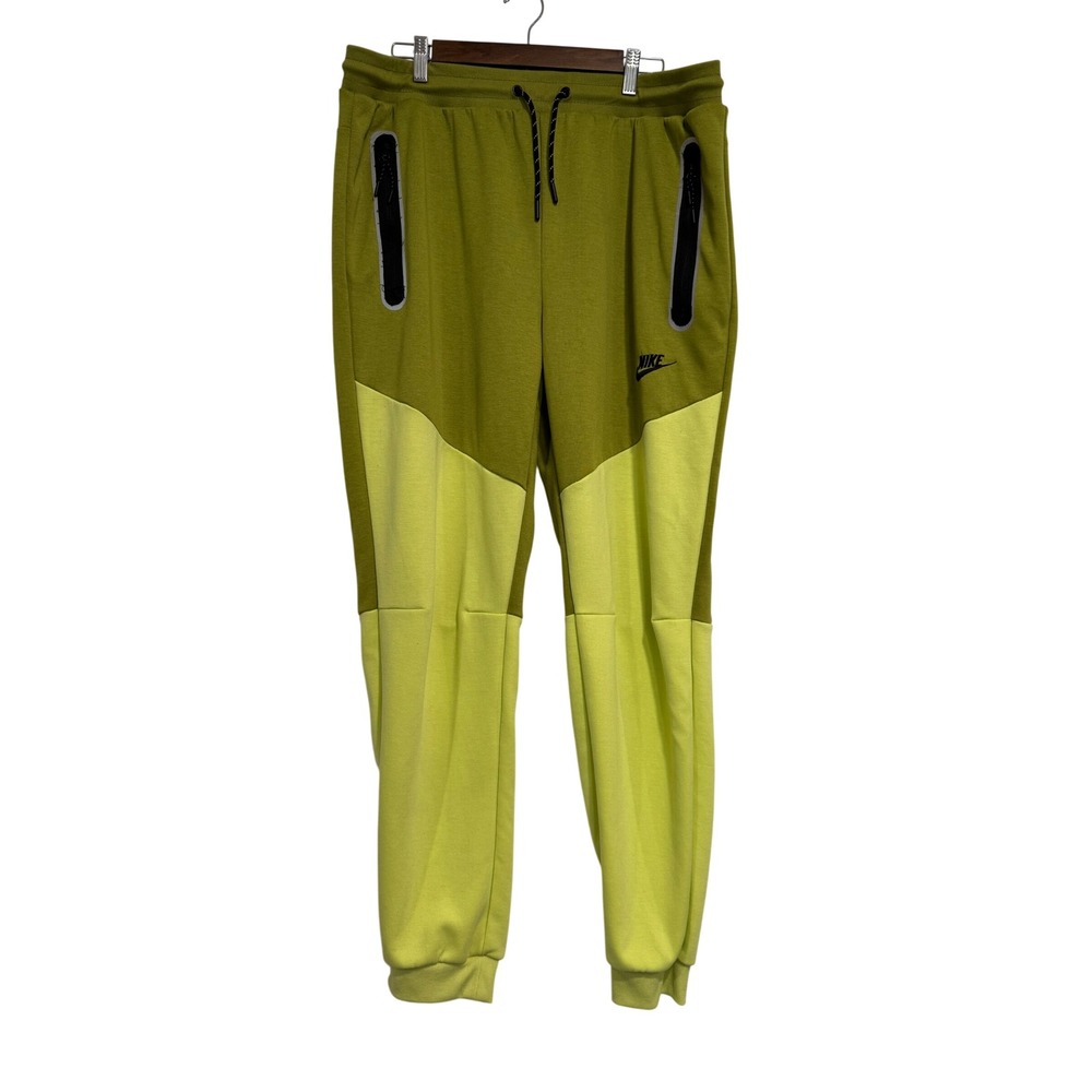 Nike Mens Sportswear Joggers 3XL Lime Olive Green Tapered Sweatpants Two-Tone